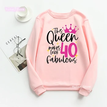 Эта королева придает 40-му образу сказочный вид, толстовка с графическим принтом, женские толстовки с розовой короной, женский подарок на день рождения, джемпер, одежда 0