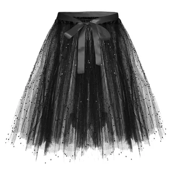 Юбки для девочек, 3-слойная сетчатая юбка-пончо с пайетками, Балетная танцевальная юбка с радужными звездами, блестящее бальное платье, праздничная одежда, женская юбка для выступлений 0